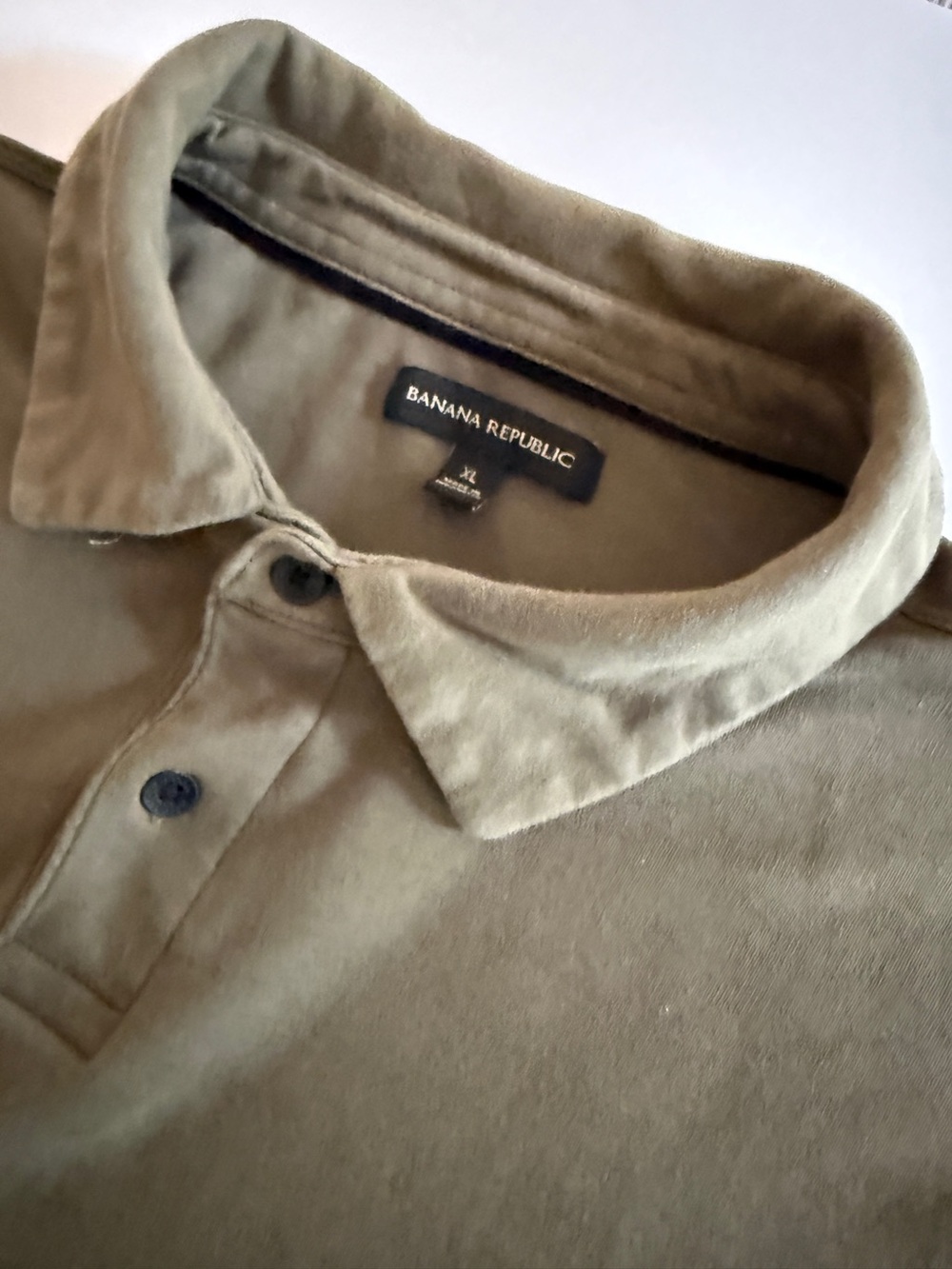 Banana Republic Men’s Long Sleeve Polo Shirt – XL – Olive Green – Soft Cotton